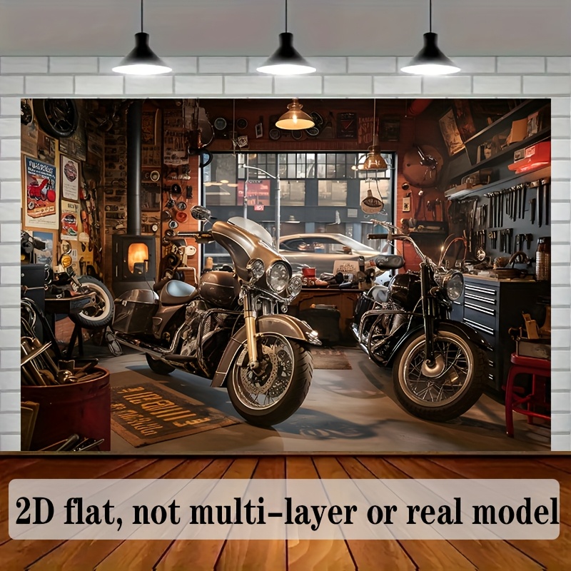 Motorcycle Garage Tapestry Cla - Tools For Motorcycle Workshop 评论和价格