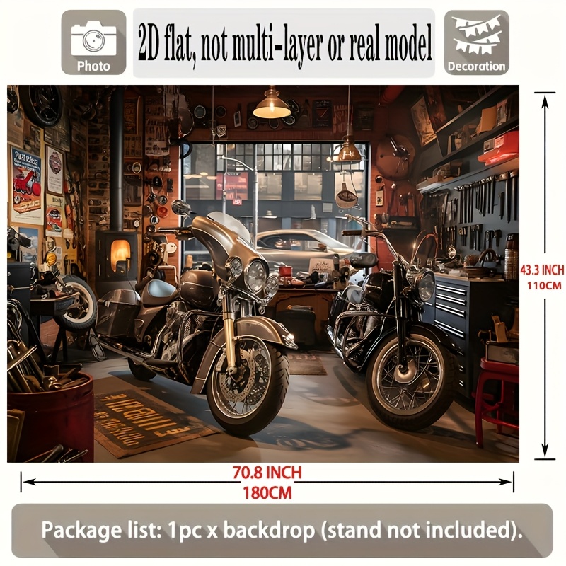 Motorcycle Garage Tapestry Cla - Tools For Motorcycle Workshop 评论和价格